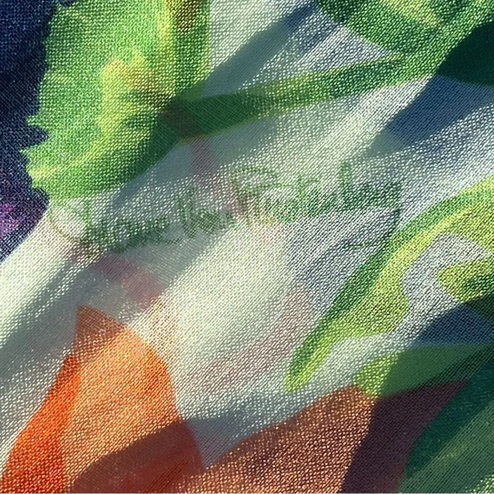 Vintage Diane Von Furstenberg Floral Scarf, Italy, Rectangle, Blue Orange Green